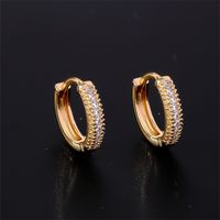 1 Pair Casual Simple Style Shiny Round Plating Inlay Copper Zircon K Gold Plated Hoop Earrings main image 3