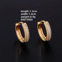 1 Pair Casual Simple Style Shiny Round Plating Inlay Copper Zircon K Gold Plated Hoop Earrings sku image 1
