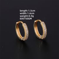 1 Pair Casual Simple Style Shiny Round Plating Inlay Copper Zircon K Gold Plated Hoop Earrings sku image 2