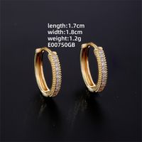 1 Pair Casual Simple Style Shiny Round Plating Inlay Copper Zircon K Gold Plated Hoop Earrings sku image 3