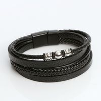 Classical Rock Roman Style Solid Color Pu Leather Alloy Men'S Bangle main image 2