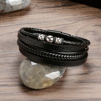 Classical Rock Roman Style Solid Color Pu Leather Alloy Men'S Bangle main image 3