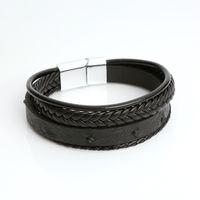 Classical Rock Simple Style Solid Color Pu Leather Alloy Men's Bracelets Bangle main image 2