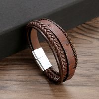 Classical Rock Simple Style Solid Color Pu Leather Alloy Men's Bracelets Bangle main image 5