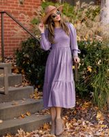 Women's Swing Dress Casual Vintage Style Round Neck Long Sleeve Solid Color Midi Dress Daily main image 5