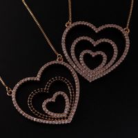 Ig Style Sweet Simple Style Heart Shape Copper Gold Plated Zircon Pendant Necklace In Bulk main image 1