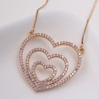 Ig Style Sweet Simple Style Heart Shape Copper Gold Plated Zircon Pendant Necklace In Bulk main image 7