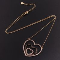 Ig Style Sweet Simple Style Heart Shape Copper Gold Plated Zircon Pendant Necklace In Bulk main image 9