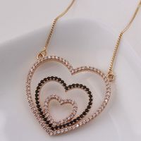 Ig Style Sweet Simple Style Heart Shape Copper Gold Plated Zircon Pendant Necklace In Bulk main image 8