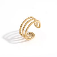 Casual Classic Style Solid Color Stainless Steel Plating Hollow Out 18k Gold Plated Open Rings main image 2