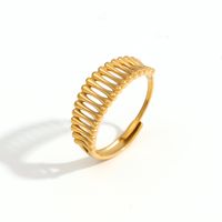 Casual Classic Style Solid Color Stainless Steel Plating Hollow Out 18k Gold Plated Open Rings main image 4