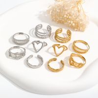Casual Classic Style Solid Color Stainless Steel Plating Hollow Out 18k Gold Plated Open Rings main image 1