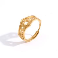 Casual Classic Style Solid Color Stainless Steel Plating Hollow Out 18k Gold Plated Open Rings sku image 1