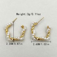 1 Pair Simple Style Commute Twist Beaded Plating 304 Stainless Steel Artificial Pearl Pearl Beads 14K Gold Plated Ear Studs main image 2
