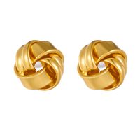 1 Pair Simple Style Solid Color Plating Copper Gold Plated Ear Studs sku image 2