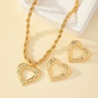 Simple Style Heart Shape Alloy Hollow Out Women's Earrings Necklace main image 3