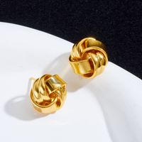 1 Pair Simple Style Solid Color Plating Copper Gold Plated Ear Studs main image 4