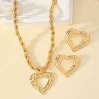 Simple Style Heart Shape Alloy Hollow Out Women's Earrings Necklace main image 4