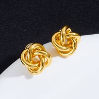 1 Pair Simple Style Solid Color Plating Copper Gold Plated Ear Studs main image 3