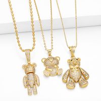 Cute Fashion Simple Style Little Bear Copper 18k Gold Plated Zircon Pendant Necklace In Bulk main image 1