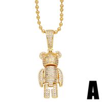 Cute Fashion Simple Style Little Bear Copper 18k Gold Plated Zircon Pendant Necklace In Bulk main image 3