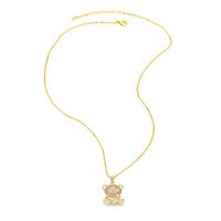 Cute Fashion Simple Style Little Bear Copper 18k Gold Plated Zircon Pendant Necklace In Bulk main image 5
