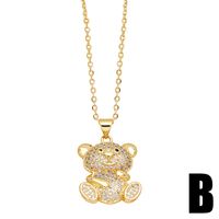 Cute Fashion Simple Style Little Bear Copper 18k Gold Plated Zircon Pendant Necklace In Bulk sku image 1