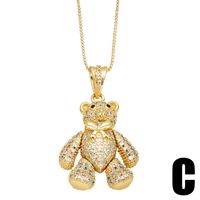 Cute Fashion Simple Style Little Bear Copper 18k Gold Plated Zircon Pendant Necklace In Bulk sku image 3