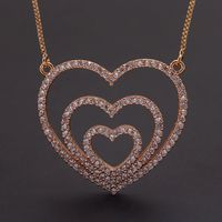 Ig Style Sweet Simple Style Heart Shape Copper Gold Plated Zircon Pendant Necklace In Bulk main image 4