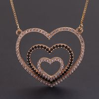 Ig Style Sweet Simple Style Heart Shape Copper Gold Plated Zircon Pendant Necklace In Bulk main image 6