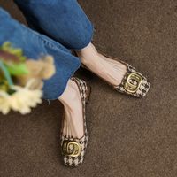 Women's Vintage Style Solid Color Square Toe Loafers sku image 1