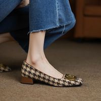 Women's Vintage Style Solid Color Square Toe Loafers main image 1