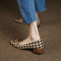 Women's Vintage Style Solid Color Square Toe Loafers main image 3