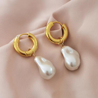 1 Pair Commute Irregular Plating Stainless Steel Freshwater Pearl Gold Plated Drop Earrings main image 5