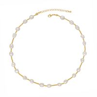 Elegant Round Freshwater Pearl Copper Plating 18k Gold Plated Necklace sku image 3