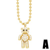 Simple Style Streetwear Little Bear Copper 18k Gold Plated Beads Pendant Necklace In Bulk sku image 1