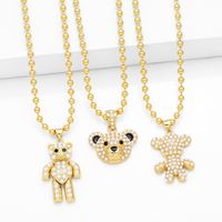 Simple Style Streetwear Little Bear Copper 18k Gold Plated Beads Pendant Necklace In Bulk main image 1