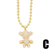 Einfacher Stil Strassenmode Bär Kupfer 18 Karat Vergoldet Perlen Halskette Mit Anhänger In Masse main image 3