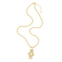 Simple Style Streetwear Little Bear Copper 18k Gold Plated Beads Pendant Necklace In Bulk main image 2