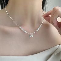 Simple Style Bow Knot Imitation Pearl Patchwork Women's Pendant Necklace sku image 4