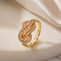 Streetwear Commute Infinity Copper Plating Inlay Zircon 18k Gold Plated Open Rings main image 3