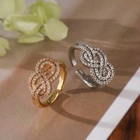Streetwear Commute Infinity Copper Plating Inlay Zircon 18k Gold Plated Open Rings main image 1