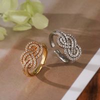 Streetwear Commute Infinity Copper Plating Inlay Zircon 18k Gold Plated Open Rings main image 6