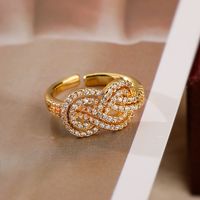 Streetwear Commute Infinity Copper Plating Inlay Zircon 18k Gold Plated Open Rings main image 5