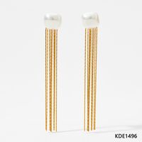 1 Pair Lady Heart Shape Tassel Plating 304 Stainless Steel Artificial Pearl 16K Gold Plated White Gold Plated Gold Plated Drop Earrings sku image 1