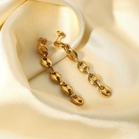 1 Pair Commute Solid Color Plating Stainless Steel Gold Plated Drop Earrings main image 1