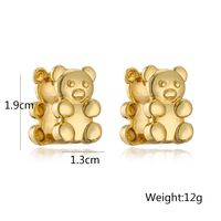 1 Paire Style Simple Commuer Animal Ours Placage Le Cuivre Plaqué Or 18k Des Boucles D'oreilles main image 3