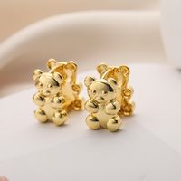 1 Paire Style Simple Commuer Animal Ours Placage Le Cuivre Plaqué Or 18k Des Boucles D'oreilles main image 5