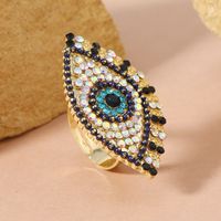 Hip-hop Exaggerated Punk Eye Alloy Inlay Artificial Diamond Women's Open Rings main image 1