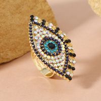 Hip-hop Exaggerated Punk Eye Alloy Inlay Artificial Diamond Women's Open Rings main image 4